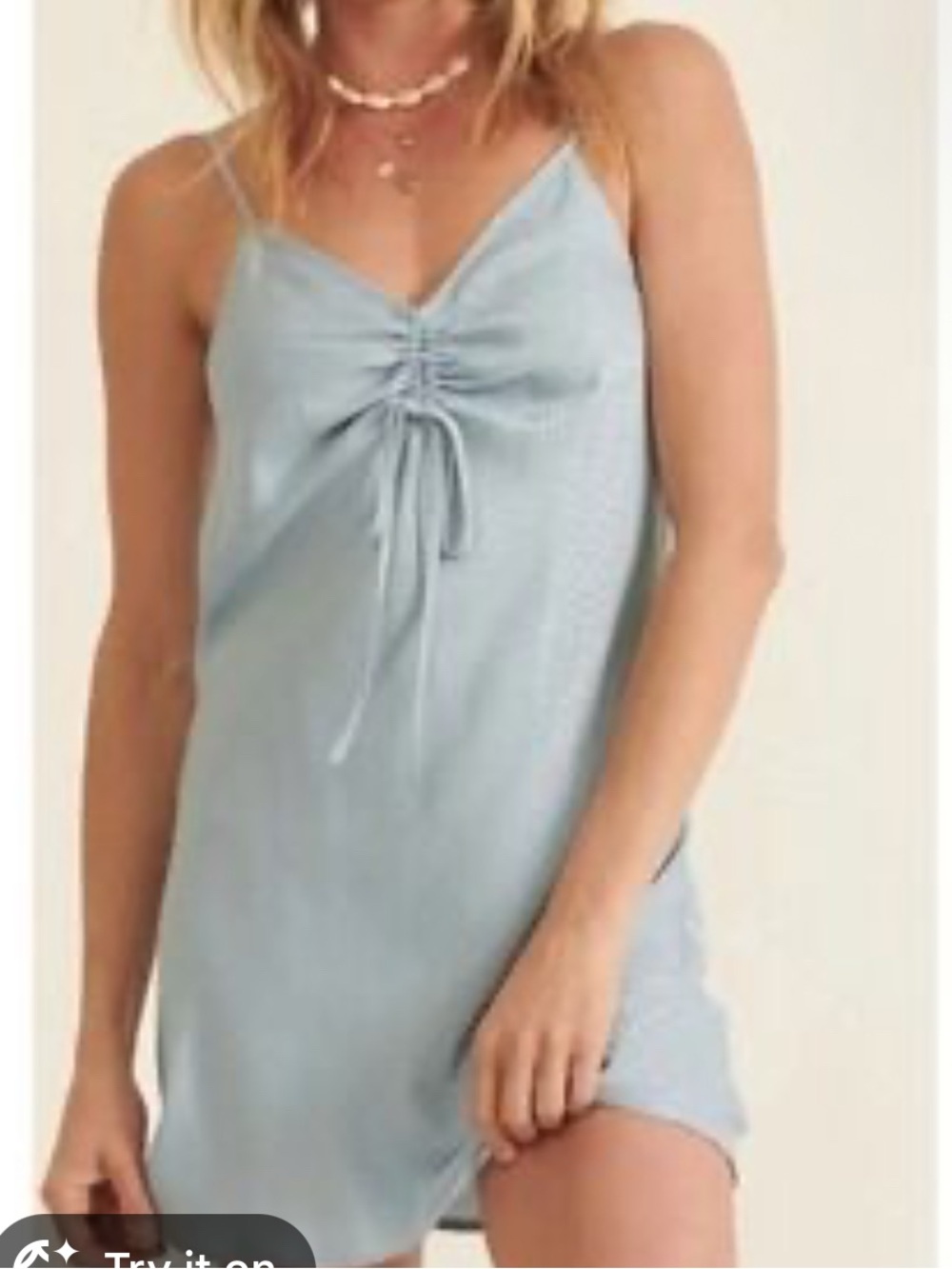 Promesa Light Blue Ruched Front Slip